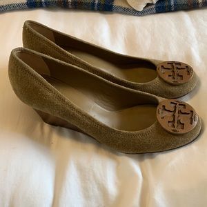 Tory Burch suede brown wedges size 10